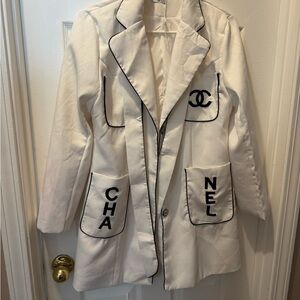 Chanel White Blazer with Black Trim